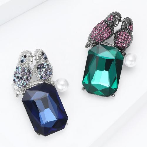cristal Broche, alliage de zinc, avec cristal, perroquetperruche, Placage, bijoux de mode & avec strass, plus de couleurs à choisir, Vendu par PC