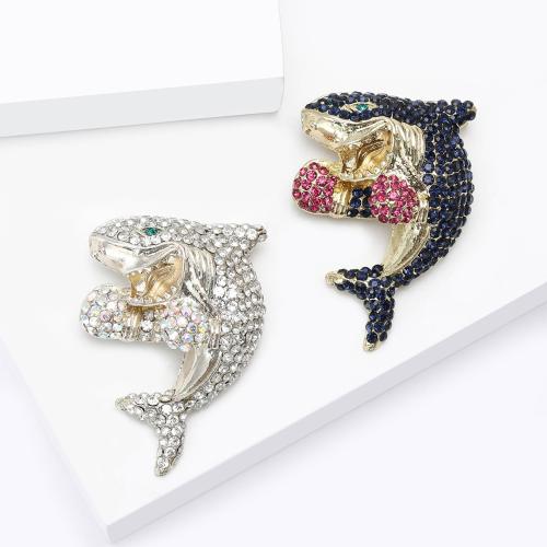 Strass Zink Legierung Brosche, Zinklegierung, Hai, plattiert, Modeschmuck & mit Strass, keine, verkauft von PC