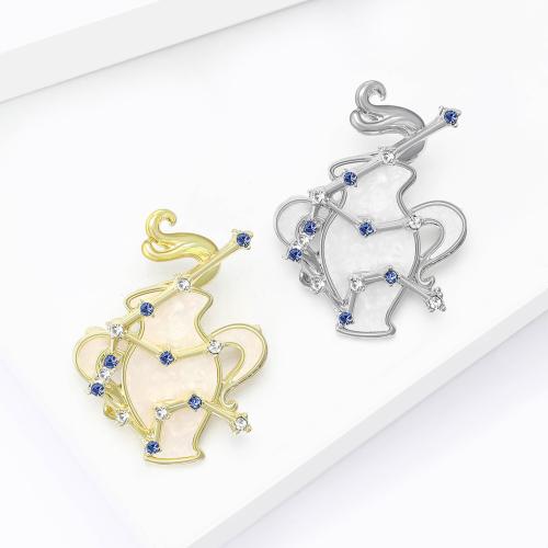 Strass Zink Legierung Brosche, Zinklegierung, Wassermann, plattiert, Modeschmuck & mit Strass, gemischte Farben, verkauft von PC