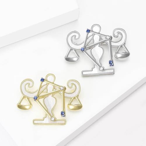 Strass Zink Legierung Brosche, Zinklegierung, Waage, plattiert, Modeschmuck & mit Strass, keine, verkauft von PC