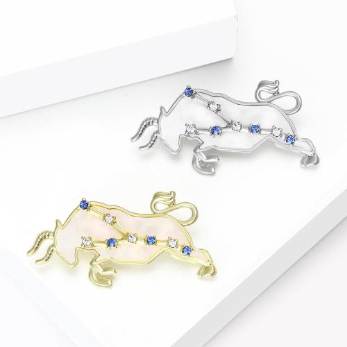 Strass Zink Legierung Brosche, Zinklegierung, Stier, plattiert, Modeschmuck & mit Strass, keine, verkauft von PC