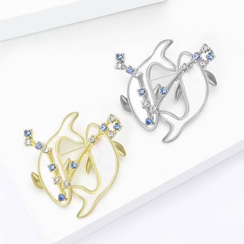 Strass Zink Legierung Brosche, Zinklegierung, Fische, plattiert, Modeschmuck & mit Strass, keine, verkauft von PC