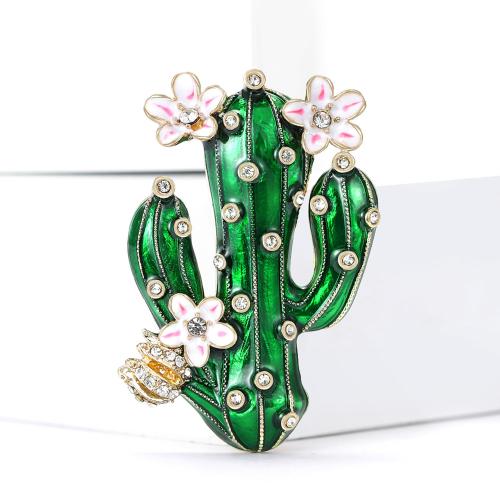 Broche émail, alliage de zinc, Opuntia Stricta, Placage, bijoux de mode & avec strass, couleurs mélangées, Vendu par PC