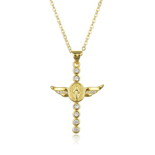 キュービックジルコンマイクロパヴェブラスネックレス, 銅, とともに 5cm エクステンダチェーン, メッキ, ファッションジュエリー & マイクロパヴェジルコニア & 女性用, 無色, 長さ:45 センチ, 売り手 パソコン