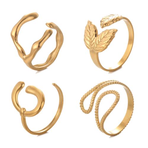 Bague en acier inoxydable, Acier inoxydable 304, Plaqué d'or 14K, bijoux de mode & styles différents pour le choix & pour femme, Vendu par PC