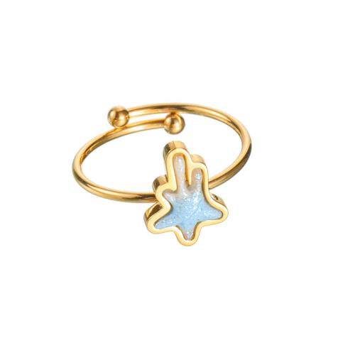 Bague en acier inoxydable, Acier inoxydable 304, avec Acrylique, Placage, bijoux de mode & styles différents pour le choix & pour femme, doré, Vendu par PC