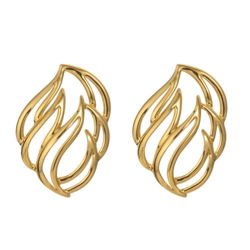 Серьги из нержавеющей стали, Нержавеющая сталь 304, Лепестки, 18K позолоченный, ювелирные изделия моды & Женский & отверстие, продается Пара