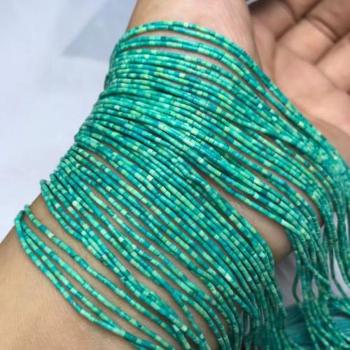 Türkis Naturperlen, Natürliche Türkis, Zylinder, poliert, DIY, grün, 1x1mm, Länge:ca. 35-40 cm, verkauft von Strang