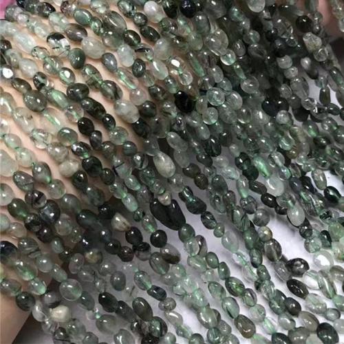 Rutilated Quartz Beads, Nuggets, natural & DIY, green 