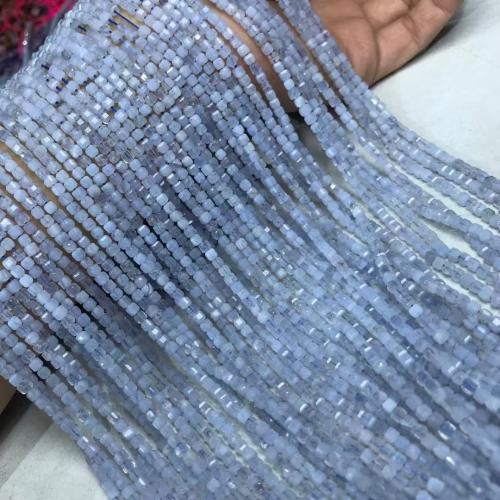 Perle Agate bleue naturelle, cadre, DIY Environ 35-40 cm, Vendu par brin