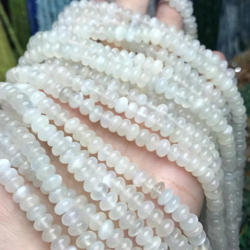 Perles Pierre de lune, Moonstone, abaque, naturel & DIY & lisse, blanc Environ 35-40 cm, Vendu par brin