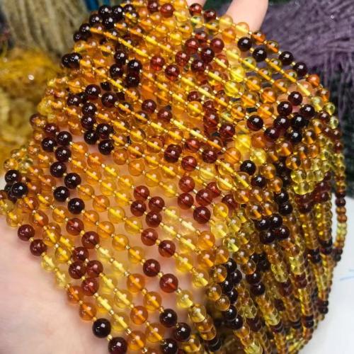 Perles Ambre naturel, Rond, DIY, dégradé de couleur, beads length 5.5-6mm Environ 35-40 cm, Vendu par brin
