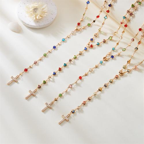 Mode-Fringe-Neckalace, Messing, mit Kristall & Eisen, plattiert, Modeschmuck & mit Strass, keine, verkauft von PC