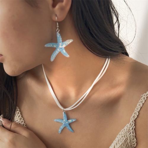 Resin Jewelry Sets, Wax Cord, earring & necklace, with Resin, plated, fashion jewelry 