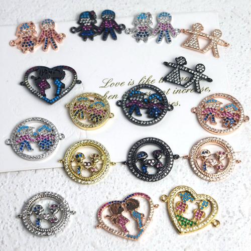 Цирконий Микро вымощает Латунный разъем, Латунь, Другое покрытие, ювелирные изделия моды & инкрустированное микро кубического циркония, Много цветов для выбора 3ПК/сумка, продается сумка