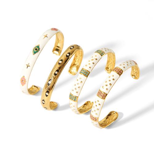 Bracelet en acier inoxydable, Acier inoxydable 304, Plaqué or 18K, styles différents pour le choix & pour femme & émail & avec strass, Vendu par PC