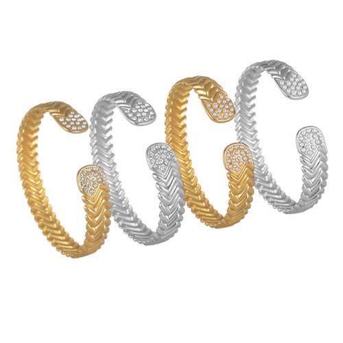 Bracelet en acier inoxydable, Acier inoxydable 304, avec perle de plastique, Placage, différents matériaux pour le choix & pavé de micro zircon & pour femme, plus de couleurs à choisir, Vendu par PC