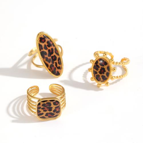 Bague en acier inoxydable, Acier inoxydable 304, Plaqué or 18K, styles différents pour le choix & pour femme & autocollant époxyde & décalque, Vendu par PC