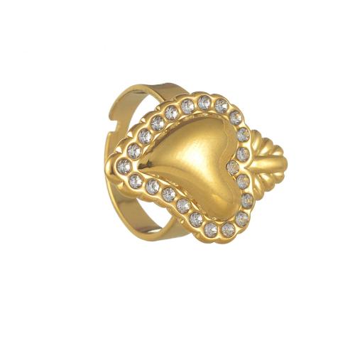 Strass Edelstahl Fingerring, 304 Edelstahl, plattiert, Modeschmuck & für Frau & mit Strass, keine, verkauft von PC