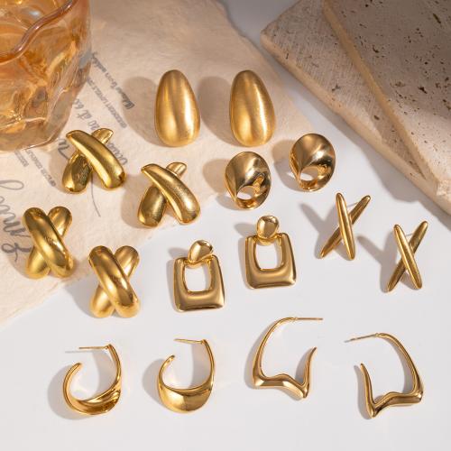 Серьги из нержавеющей стали, Нержавеющая сталь 304, Другое покрытие, ювелирные изделия моды & разные стили для выбора & Женский, Золотой, продается Пара