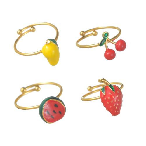 Émail Bague en Acier inoxydable , Acier inoxydable 304, Placage, styles différents pour le choix & pour femme & émail, doré, Vendu par PC