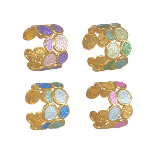Émail Bague en Acier inoxydable , Acier inoxydable 304, Placage de couleur d'or, pour femme & émail & creux, plus de couleurs à choisir, Vendu par PC