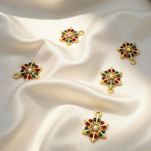 Pendentifs de Noël en alliage de zinc, flocon de neige, Placage, Conception de Noël & DIY & avec strass, plus de couleurs à choisir Vendu par sac