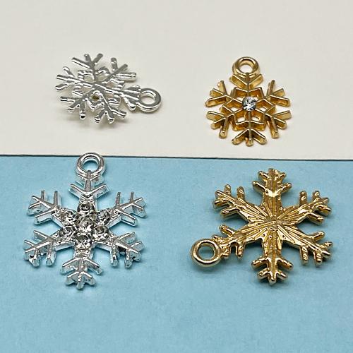 Pendentifs de Noël en alliage de zinc, flocon de neige, Placage, Conception de Noël & DIY & avec strass, plus de couleurs à choisir Vendu par sac