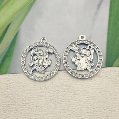 Bijoux pendentifs en Zinc alliage , alliage de zinc, Rond, Placage, DIY, couleur platine Vendu par sac