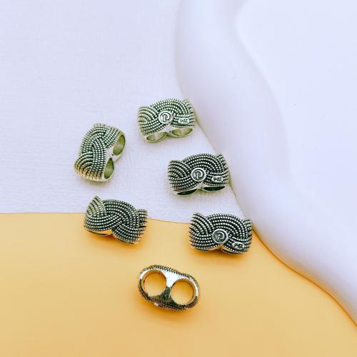 Zinklegierung Schmuckperlen, silberfarben plattiert, DIY & Doppelloch, 100PCs/Tasche, verkauft von Tasche