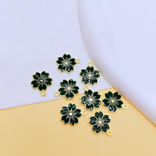 Colgantes de esmalte de la aleación del cinc, aleación de zinc, Flor, chapado en color dorado, Bricolaje, dorado, 100PCs/Bolsa, Vendido por Bolsa