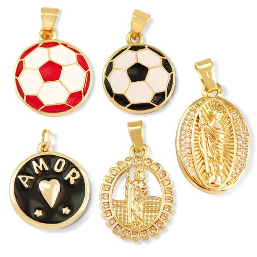 Cubic Zirconia Micro Pave Brass Pendant, plated, DIY & micro pave cubic zirconia & enamel 