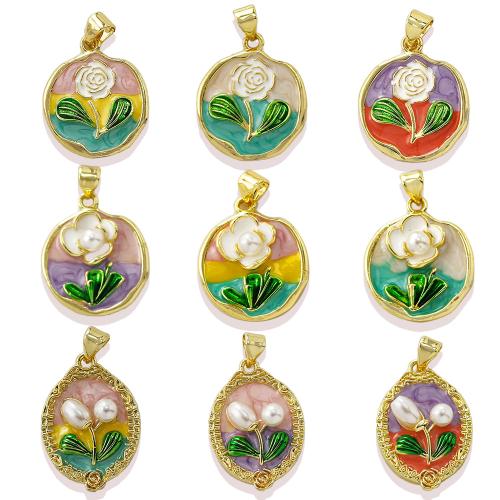 Emaille Messing Anhänger, mit Kunststoff Perlen, plattiert, DIY, keine, verkauft von PC