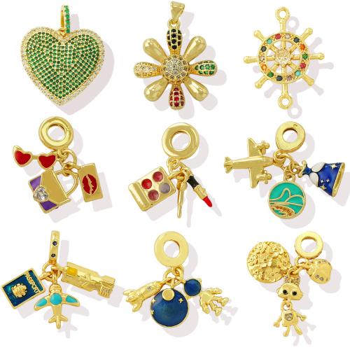 Cubic Zirconia Micro Pave Brass Pendant, plated, DIY & micro pave cubic zirconia & enamel 