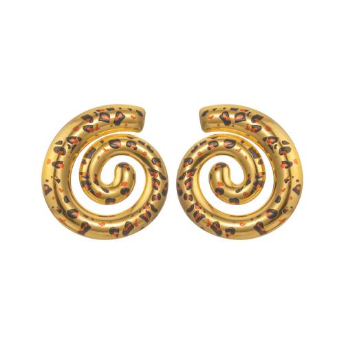 Серьги из нержавеющей стали, Нержавеющая сталь 304, Другое покрытие, разные стили для выбора & Женский & эмаль, Золотой, продается Пара