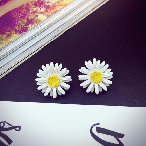 clou d'oreille en alliage zinc, alliage de zinc, margueritepâquerette, bijoux de mode & pour femme, plus de couleurs à choisir Vendu par paire