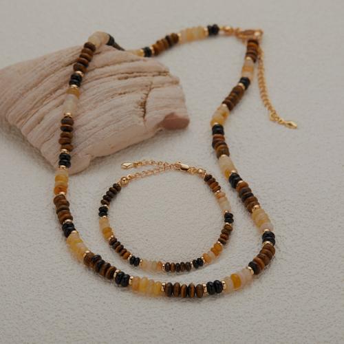 Tiger Eye Bracelet and Necklace, with Aventurine & 925 Sterling Silver & Black Agate & for woman 