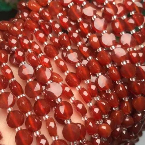 Natural Red Agate Beads, Flat Round, DIY & faceted Approx 35-40 cm 