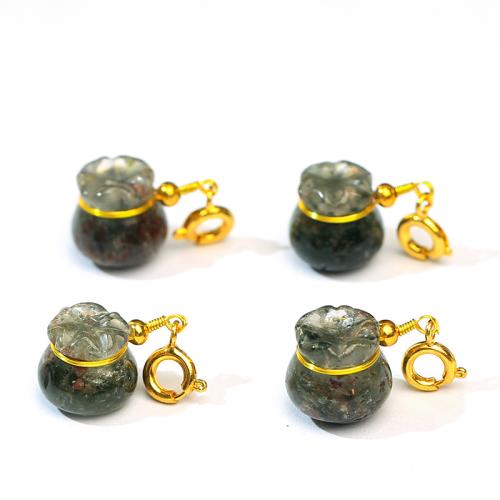 Colgantes de Cuarzo Natural, Cuarzo Fantasma Verde, con aleación de zinc, Talega, pulido, Bricolaje, más colores para la opción, 10mm, Vendido por UD