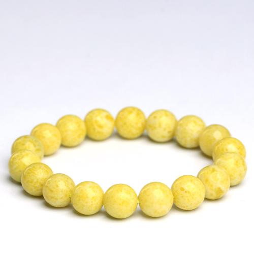 Jade Bracelet, Round, polished, Natural & Unisex yellow 