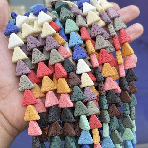 Multicolor Lava Beads, Triangle, polished, DIY, multi-colored Approx [