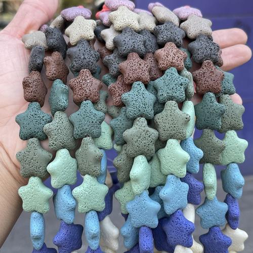 Multicolor Lava Beads, Star, polished, DIY, multi-colored, 19.5mm, Approx [