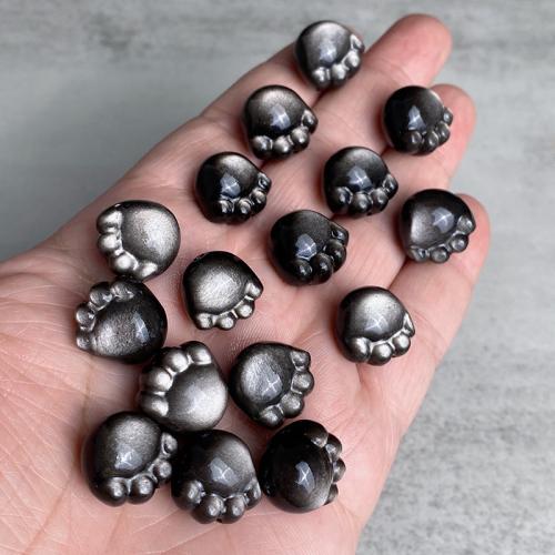 Perles de pierre gemme unique, Argent-Obsidienne, Griffe, poli, naturel & DIY Vendu par PC