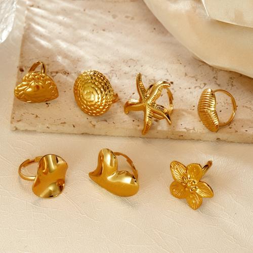 Anillos de Acero Inoxidable, acero inoxidable 304, chapado en color dorado, Joyería, dorado, Vendido por UD