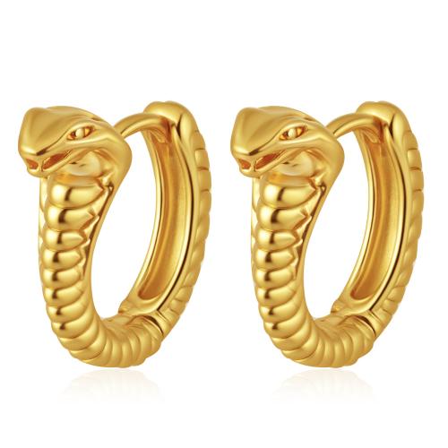 Boucle d'oreille en acier inoxydable Dangle, Acier inoxydable 304, serpent, Placage, bijoux de mode, plus de couleurs à choisir, Vendu par paire