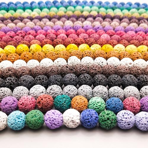 Multicolor Lava Beads, polished, DIY Approx 1mm Approx 38 cm 