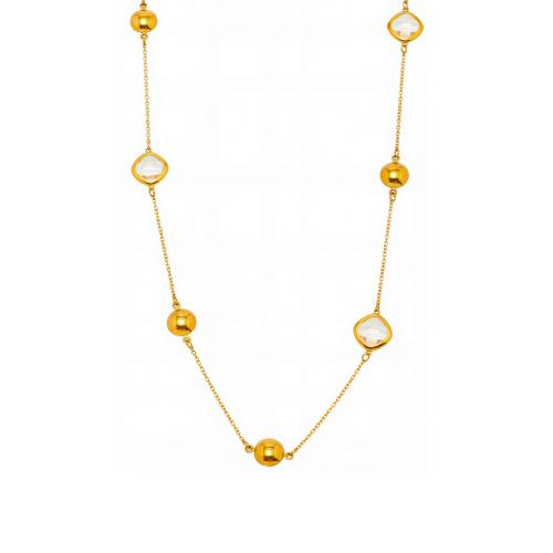 ステンレス鋼のジュエリーネックレス, 304ステンレススチール, とともに ガラスストーン, 18Kゴールドメッキ, ファッションジュエリー & 女性用, 売り手 パソコン