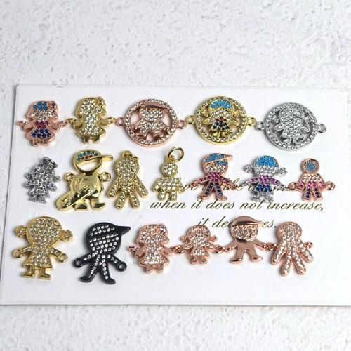 Цирконий Микро вымощает Латунный разъем, Латунь, Другое покрытие, DIY & инкрустированное микро кубического циркония, Много цветов для выбора 3ПК/сумка, продается сумка