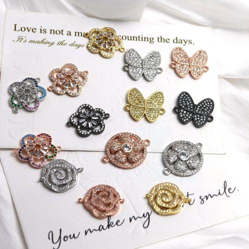 Цирконий Микро вымощает Латунный разъем, Латунь, Другое покрытие, DIY & инкрустированное микро кубического циркония, Много цветов для выбора 3ПК/сумка, продается сумка