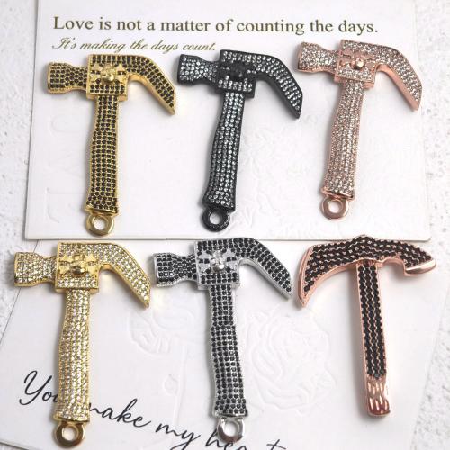 Cubic Zirconia Micro Pave Brass Pendant, Axe, plated, DIY & micro pave cubic zirconia 